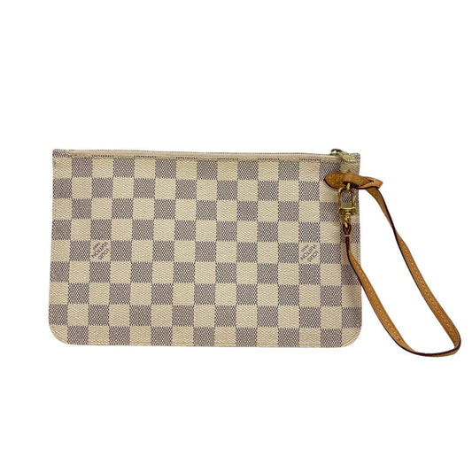 LOUIS VUITTON Pouch N41361 leather white Damier Azur Never full Women(Unisex) Used Authentic