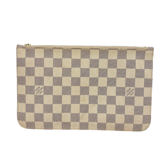 LOUIS VUITTON Pouch N41361 leather white Damier Azur Never full Women(Unisex) Used Authentic