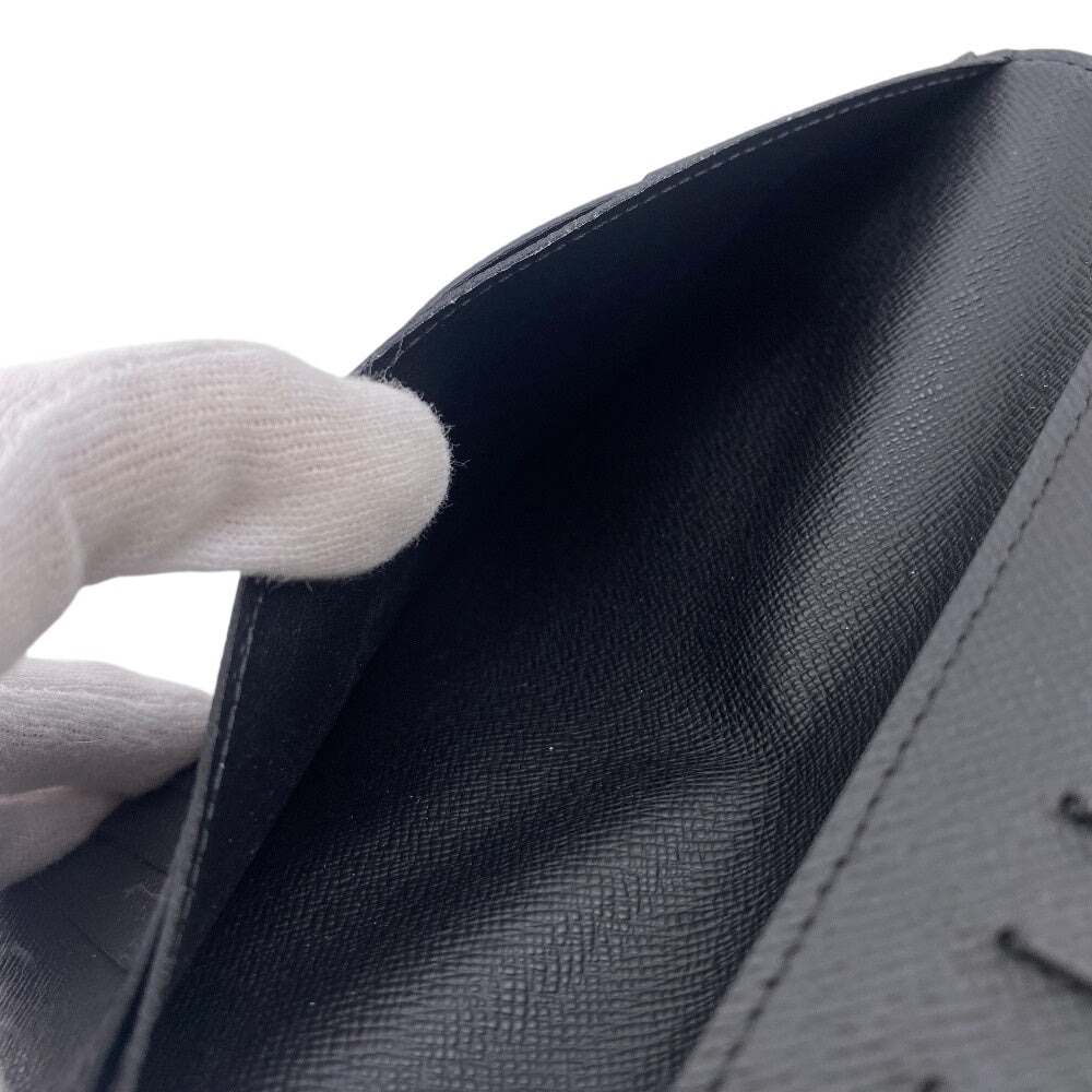 LOUIS VUITTON Long Wallet Purse N62227 leather black Damier Grafitte Ron mens Used Authentic
