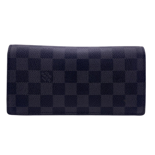 LOUIS VUITTON Long Wallet Purse N62227 leather black Damier Grafitte Ron mens Used Authentic