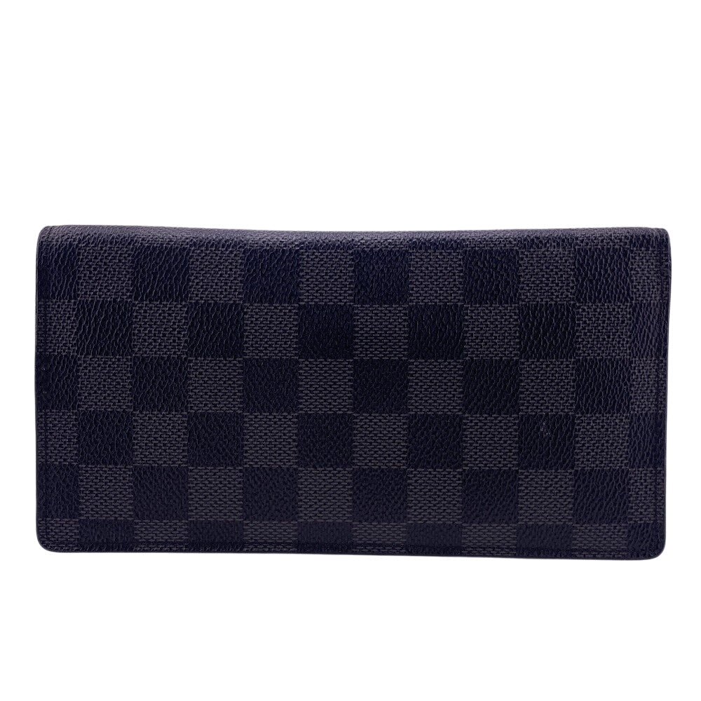 LOUIS VUITTON Long Wallet Purse N62227 leather black Damier Grafitte Ron mens Used Authentic