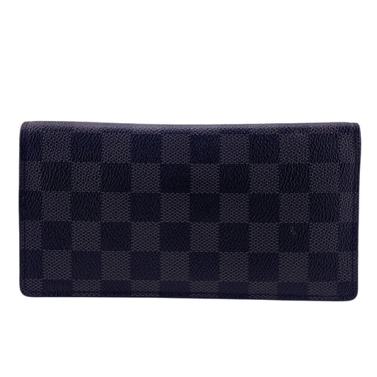 LOUIS VUITTON Long Wallet Purse N62227 leather black Damier Grafitte Ron mens Used Authentic
