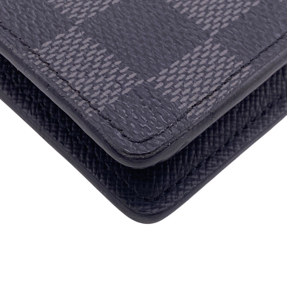 LOUIS VUITTON Long Wallet Purse N62227 leather black Damier Grafitte Ron mens Used Authentic