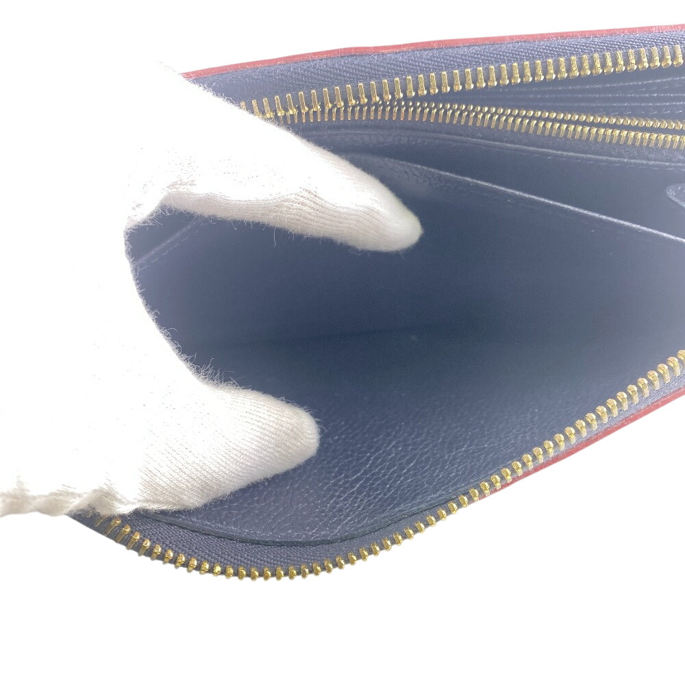 LOUIS VUITTON Long Wallet Purse M69415 leather Navy Zip Around Portefeuille Monogram Ann Platt Clemence Women(Unisex) Used Authentic