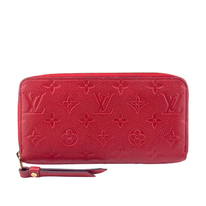 LOUIS VUITTON Long Wallet Purse M63691 leather Red Zip Around Monogram Ann Platt Zippy wallet Women Used Authentic