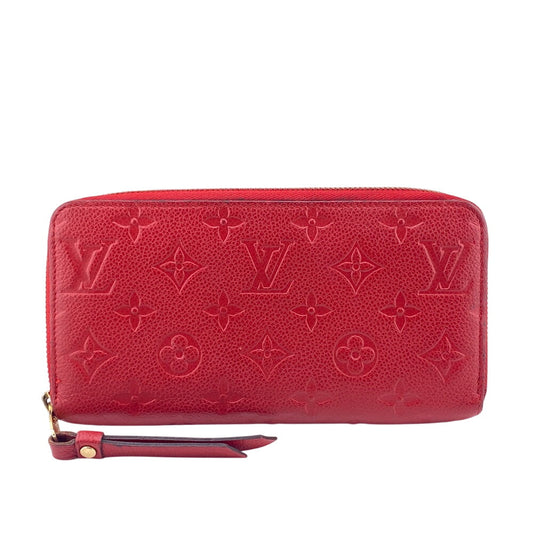 LOUIS VUITTON Long Wallet Purse M63691 leather Red Zip Around Monogram Ann Platt Zippy wallet Women Used Authentic