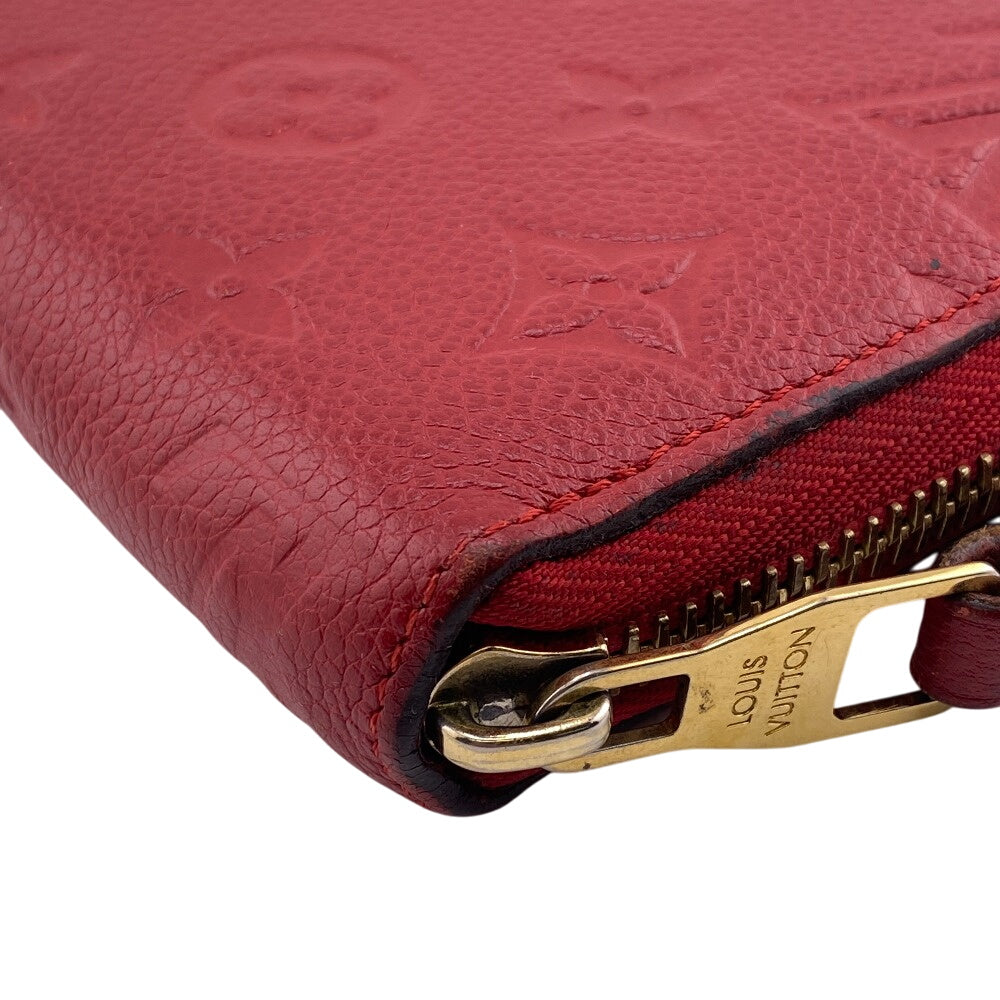 LOUIS VUITTON Long Wallet Purse M63691 leather Red Zip Around Monogram Ann Platt Zippy wallet Women Used Authentic