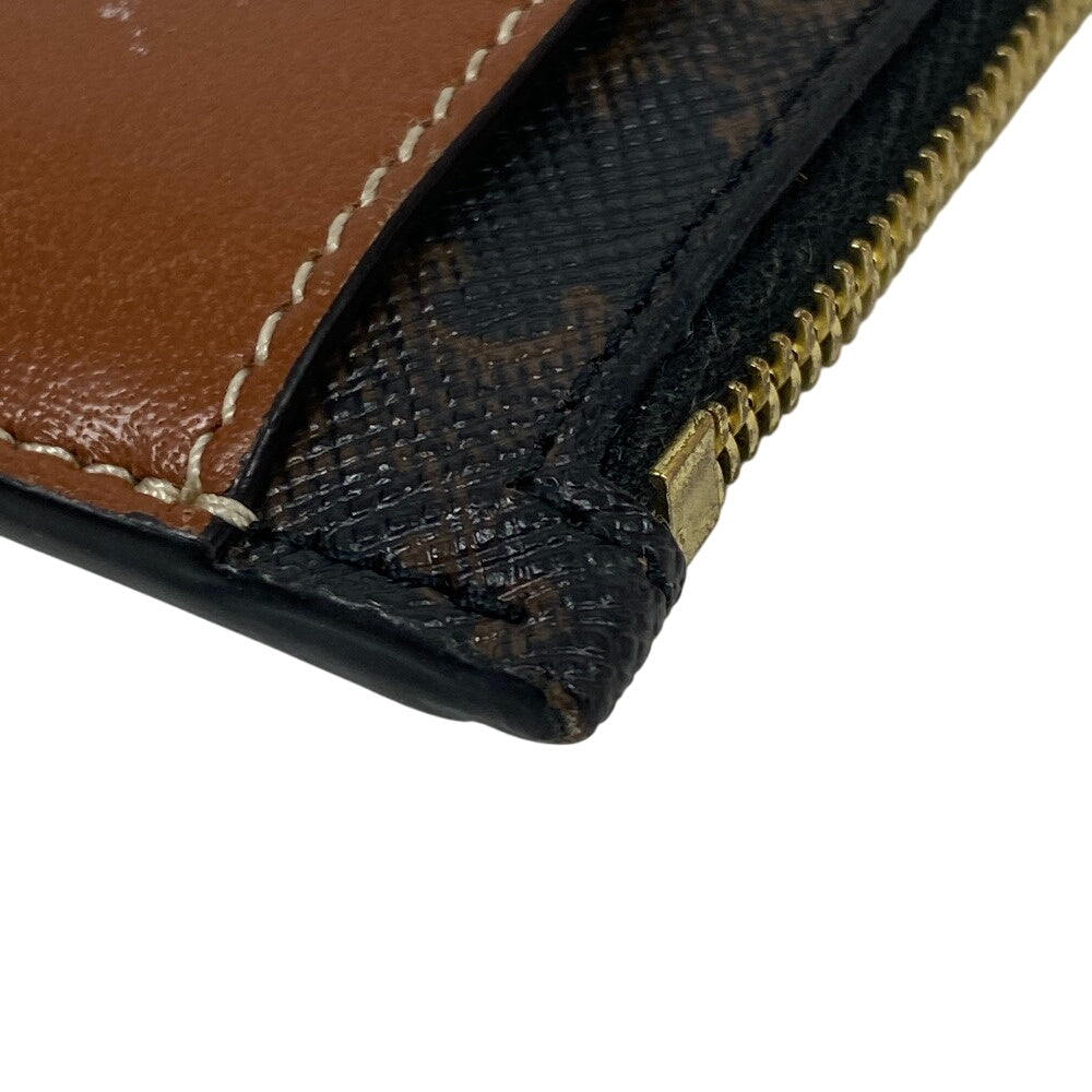 CELINE Coin case leather Brown Fragment case Card Case Macadam Women Used Authentic