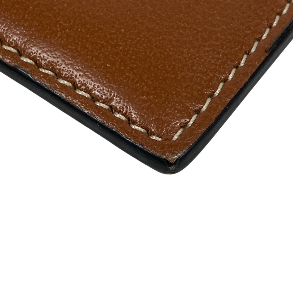 CELINE Coin case leather Brown Fragment case Card Case Macadam Women Used Authentic