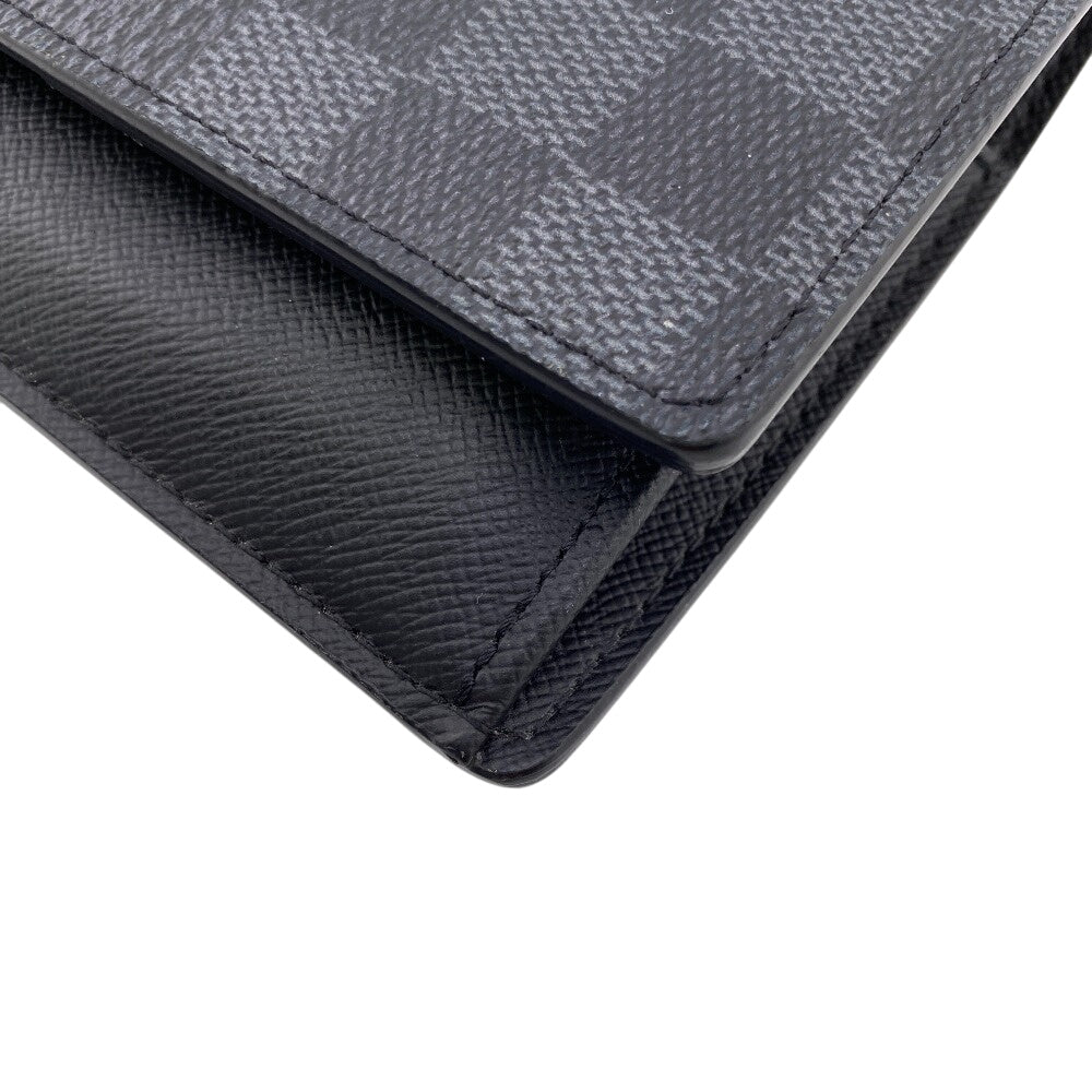 LOUIS VUITTON Long Wallet Purse N60436 leather black Portefeuille Damier Graffiti 3D Brother NM mens Used Authentic