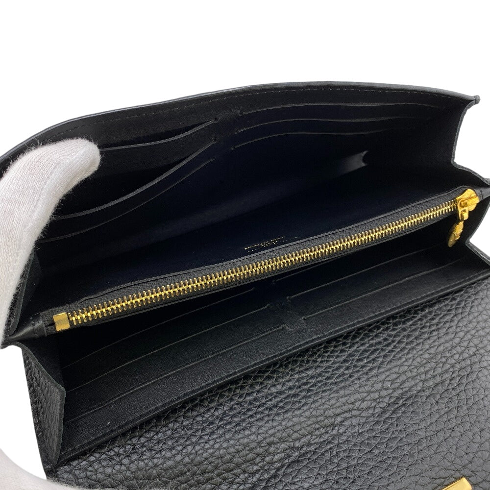 LOUIS VUITTON Long Wallet Purse M63461 Taurillon Clemence black Portefeuille Capusine Women Used Authentic