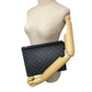 LOUIS VUITTON Clutch bag N41696 Patent leather black Pochette Damier Grafitte Voyage MM mens Used Authentic