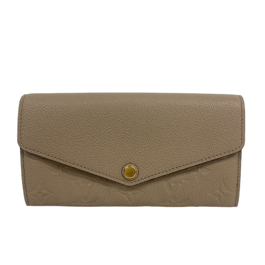 LOUIS VUITTON Long Wallet Purse M68708 leather beige Portefeuille Monogram Ann Platt Sara Women Used Authentic