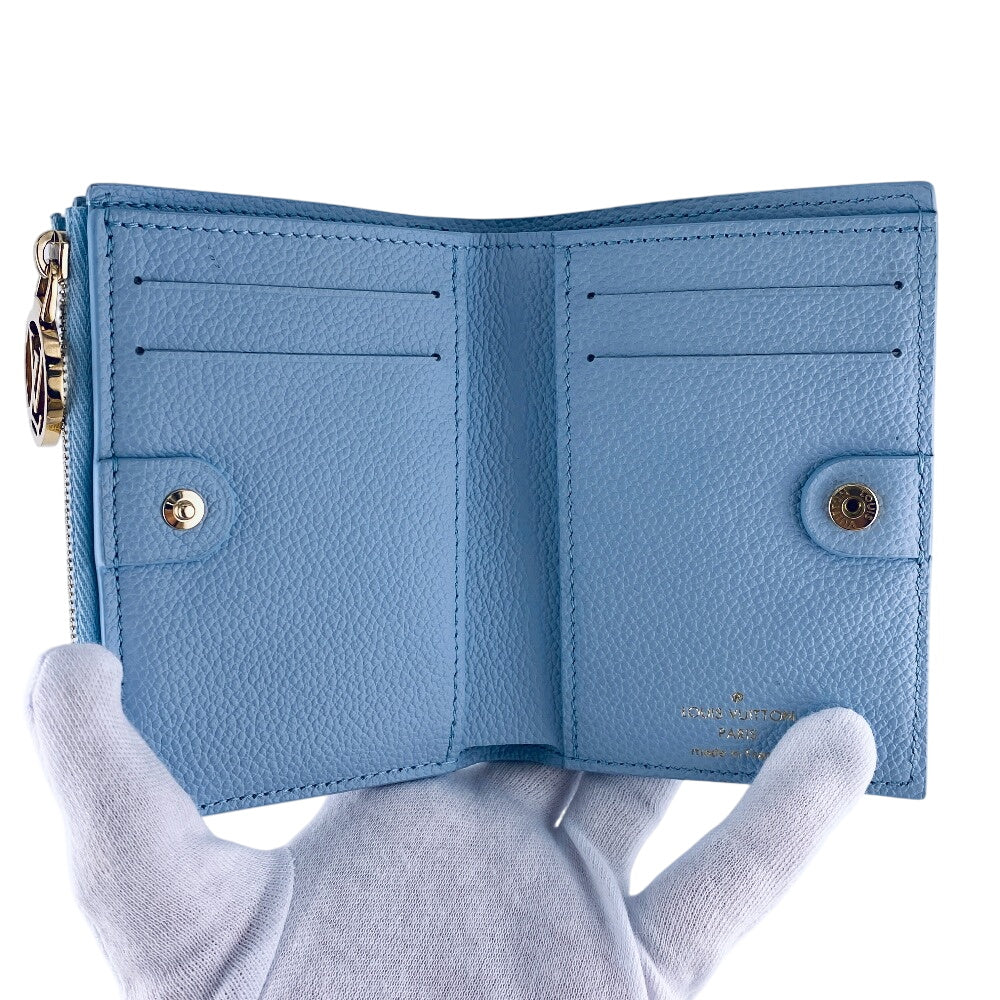 LOUIS VUITTON Bifold Wallet M83587 leather blue Compact Wallet Portefeuille Monogram Ann Platt Lisa Women Used Authentic