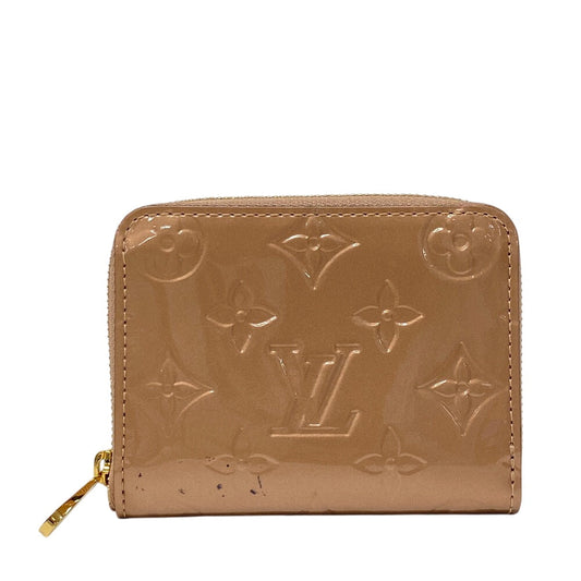 LOUIS VUITTON Coin case M90601 Vernis beige Zip Around Monogram Vernis Zip around purse Women Used Authentic