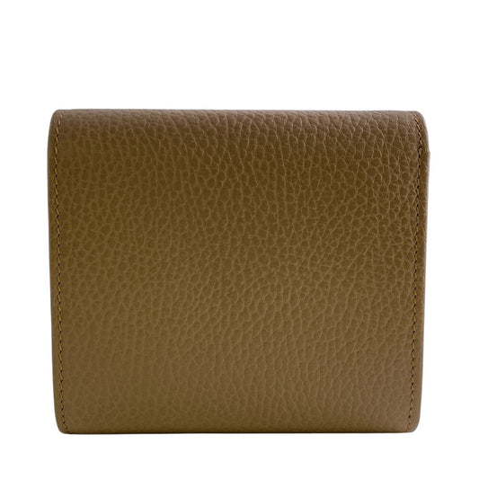 GUCCI Bifold Wallet leather beige GG Marmont Women Used Authentic