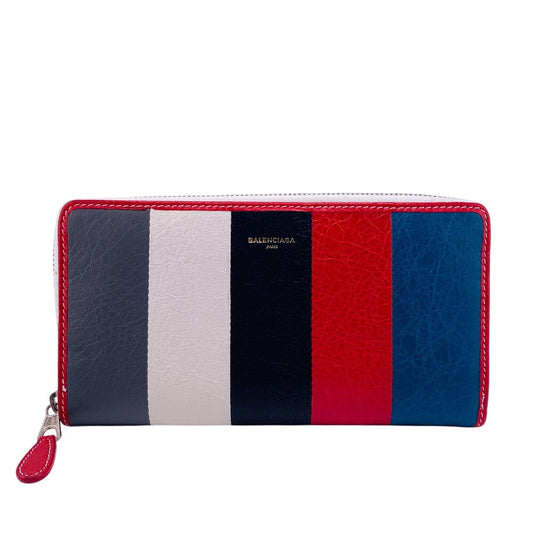 BALENCIAGA Long Wallet Purse 443655 leather multicolor Zip Around Women(Unisex) Used Authentic