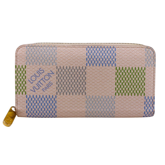 LOUIS VUITTON Long Wallet Purse N40748 leather beige Zip Around Damiericious Zippy wallet Women Used Authentic