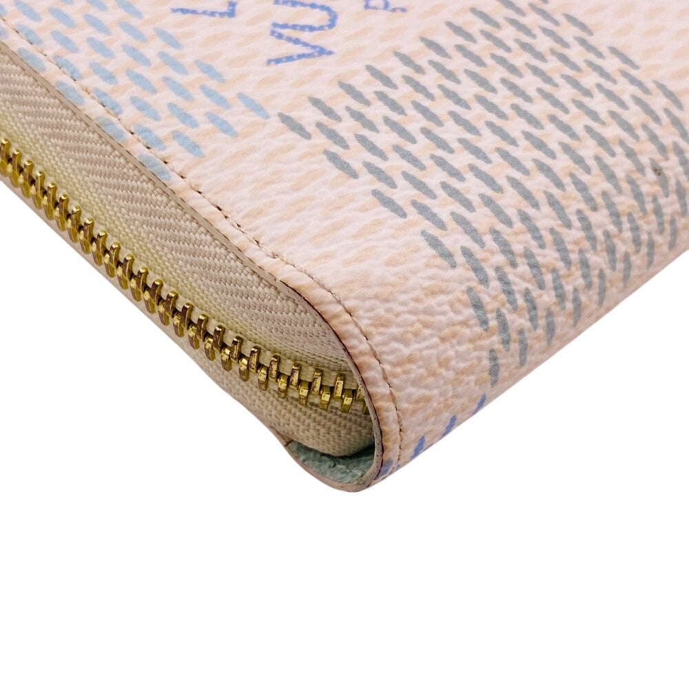 LOUIS VUITTON Long Wallet Purse N40748 leather beige Zip Around Damiericious Zippy wallet Women Used Authentic