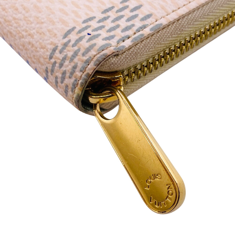 LOUIS VUITTON Long Wallet Purse N40748 leather beige Zip Around Damiericious Zippy wallet Women Used Authentic
