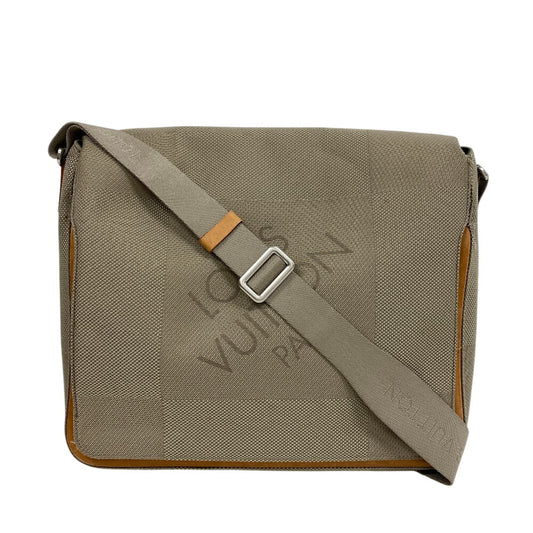 LOUIS VUITTON Messenger bag M93030 Nylon khaki Damier Jean Messier mens Used Authentic