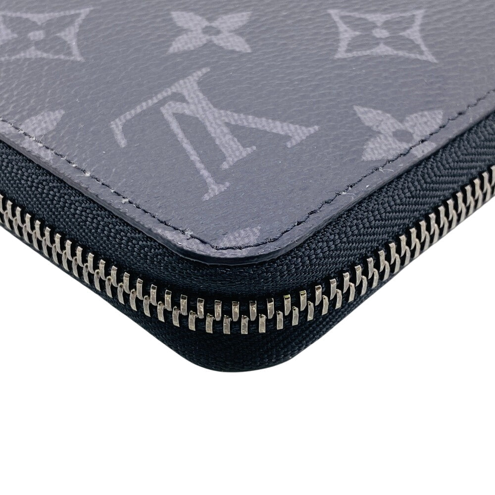LOUIS VUITTON Long Wallet Purse M62295 leather black Zip Around Monogram Eclipse Zippy Wallet Horizontal mens(Unisex) Used Authentic