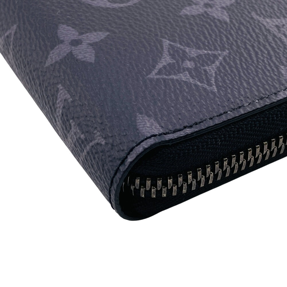 LOUIS VUITTON Long Wallet Purse M62295 leather black Zip Around Monogram Eclipse Zippy Wallet Horizontal mens(Unisex) Used Authentic