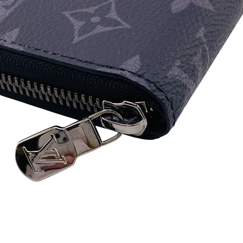 LOUIS VUITTON Long Wallet Purse M62295 leather black Zip Around Monogram Eclipse Zippy Wallet Horizontal mens(Unisex) Used Authentic