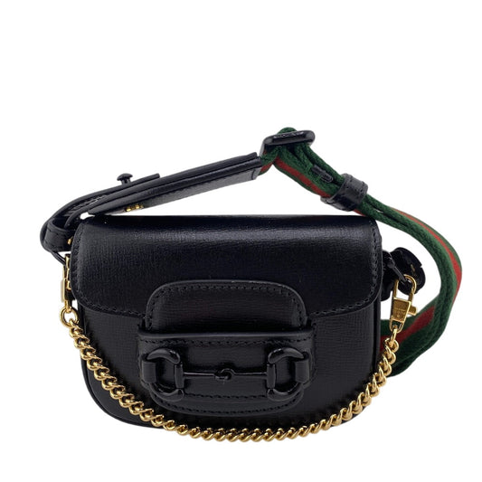 GUCCI Travel pouch 726863 leather black Mini Horsebit
