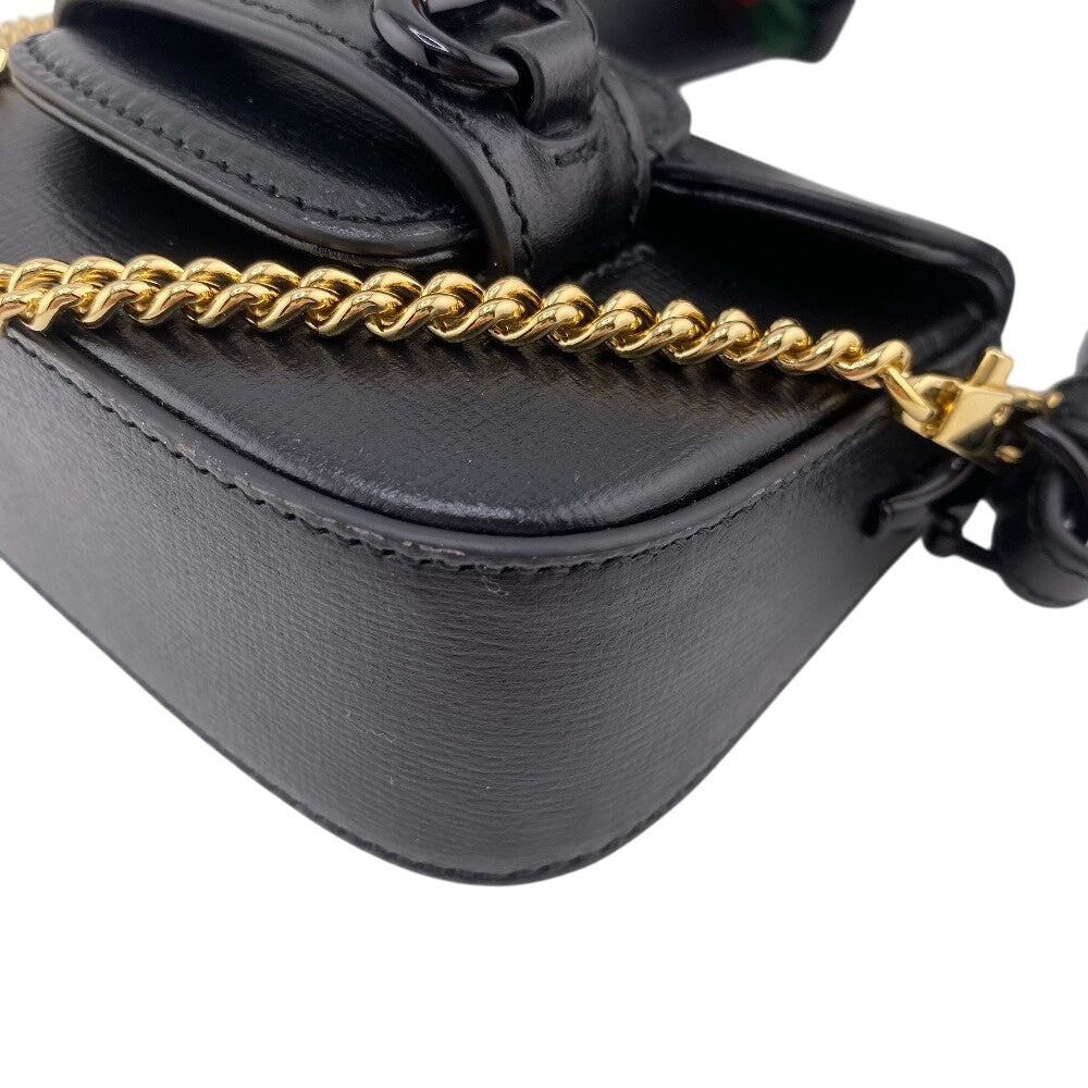 GUCCI Travel pouch 726863 leather black Mini Horsebit