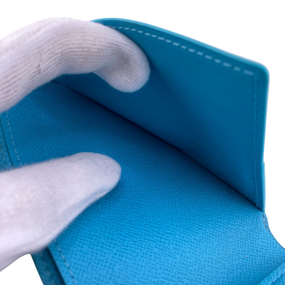 LOUIS VUITTON Bifold Wallet M82004 leather blue Compact Wallet Portefeuille Monogram slender mens Used Authentic