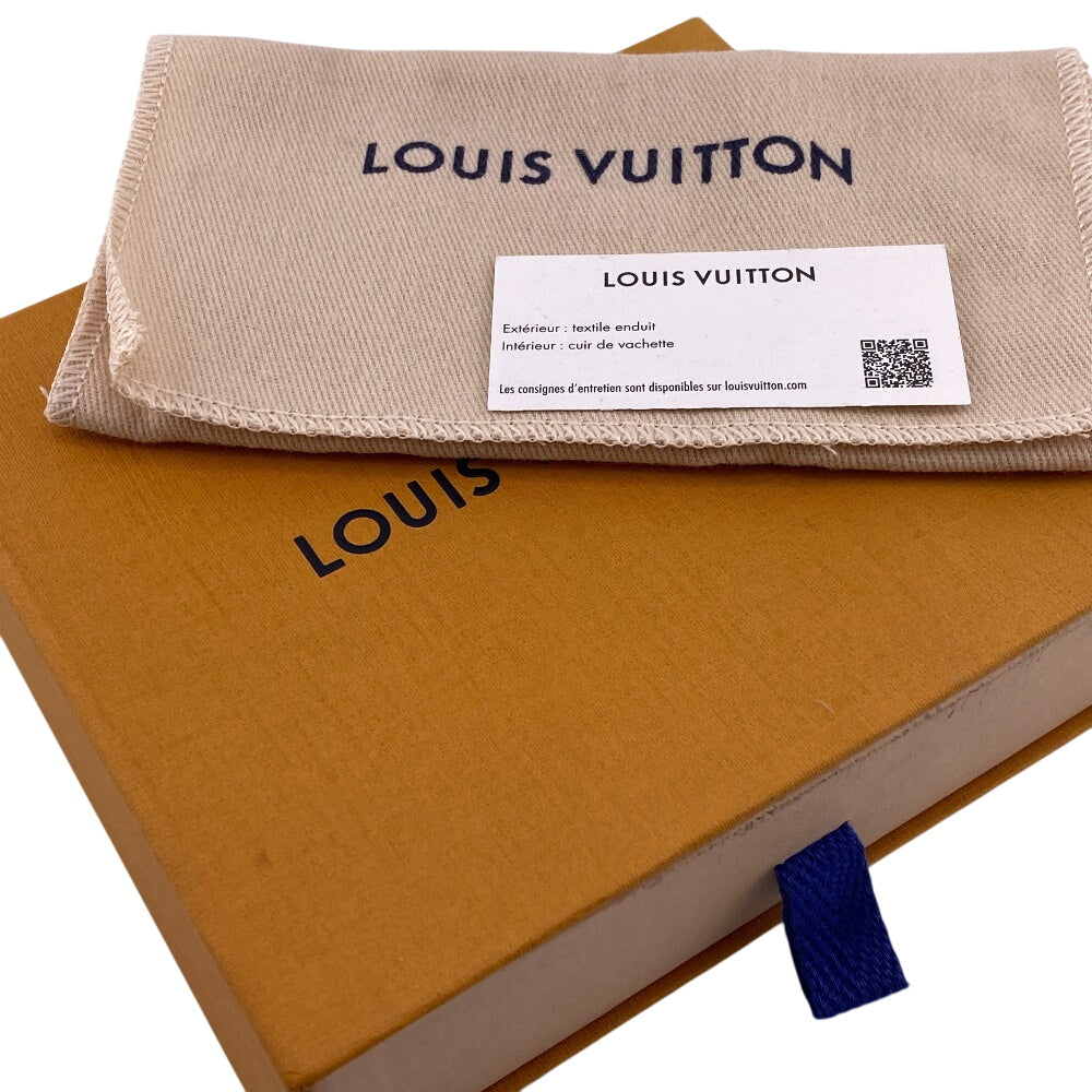 LOUIS VUITTON Bifold Wallet M82004 leather blue Compact Wallet Portefeuille Monogram slender mens Used Authentic