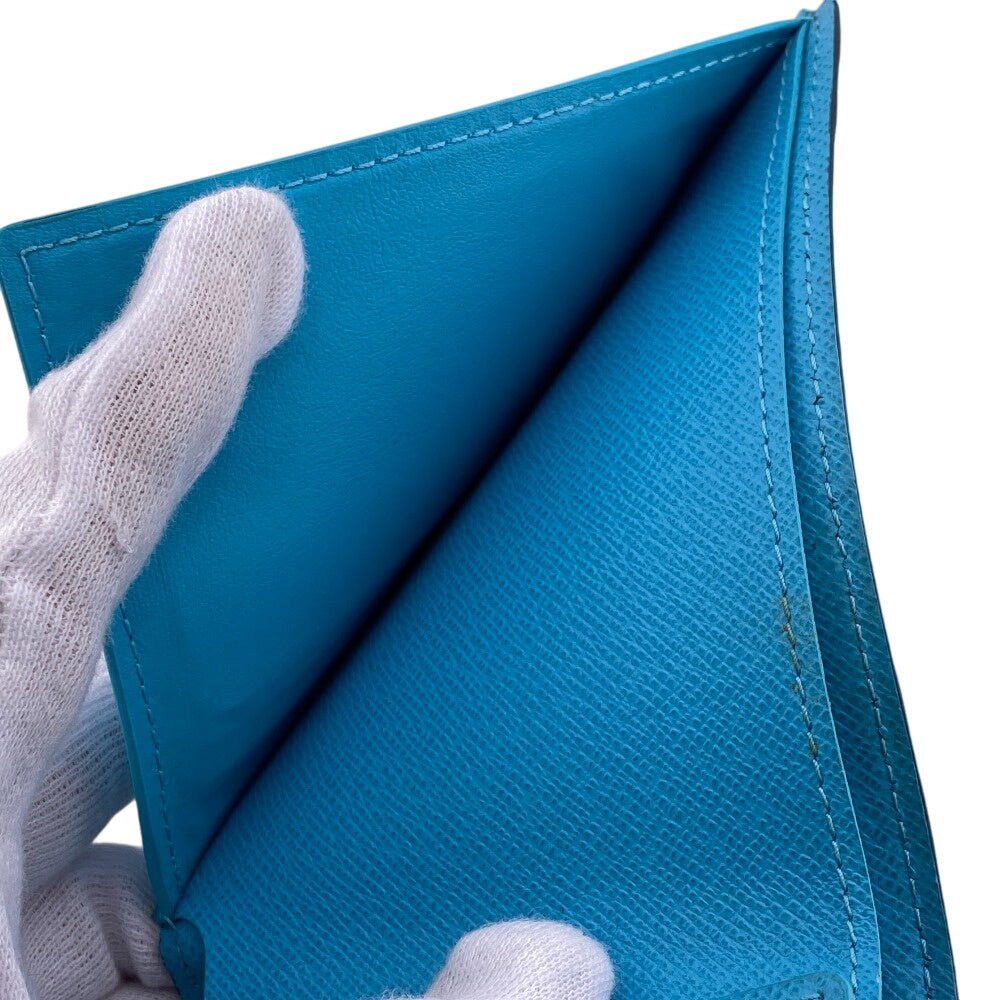 LOUIS VUITTON Bifold Wallet M82004 leather blue Compact Wallet Portefeuille Monogram slender mens Used Authentic