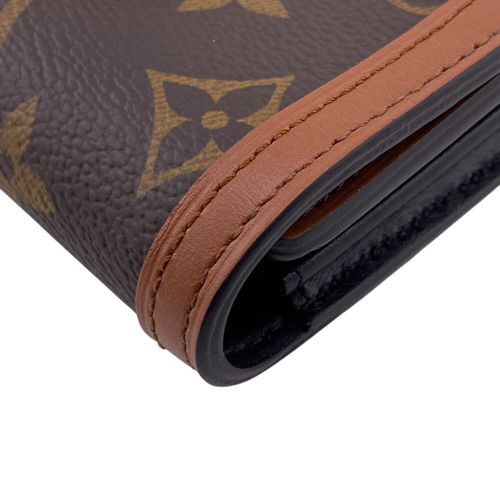 LOUIS VUITTON Long Wallet Purse M46645 leather Brown Portefeuille Monogram reverse Sarah Dauphine Women Used Authentic