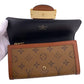 LOUIS VUITTON Long Wallet Purse M46645 leather Brown Portefeuille Monogram reverse Sarah Dauphine Women Used Authentic