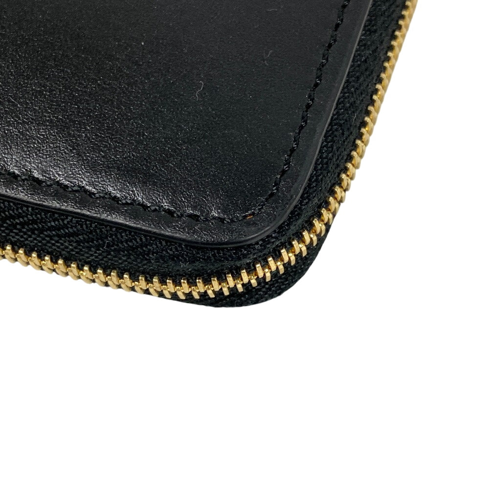 LOEWE Long Wallet Purse leather black Zip Around knot Women Used Authentic
