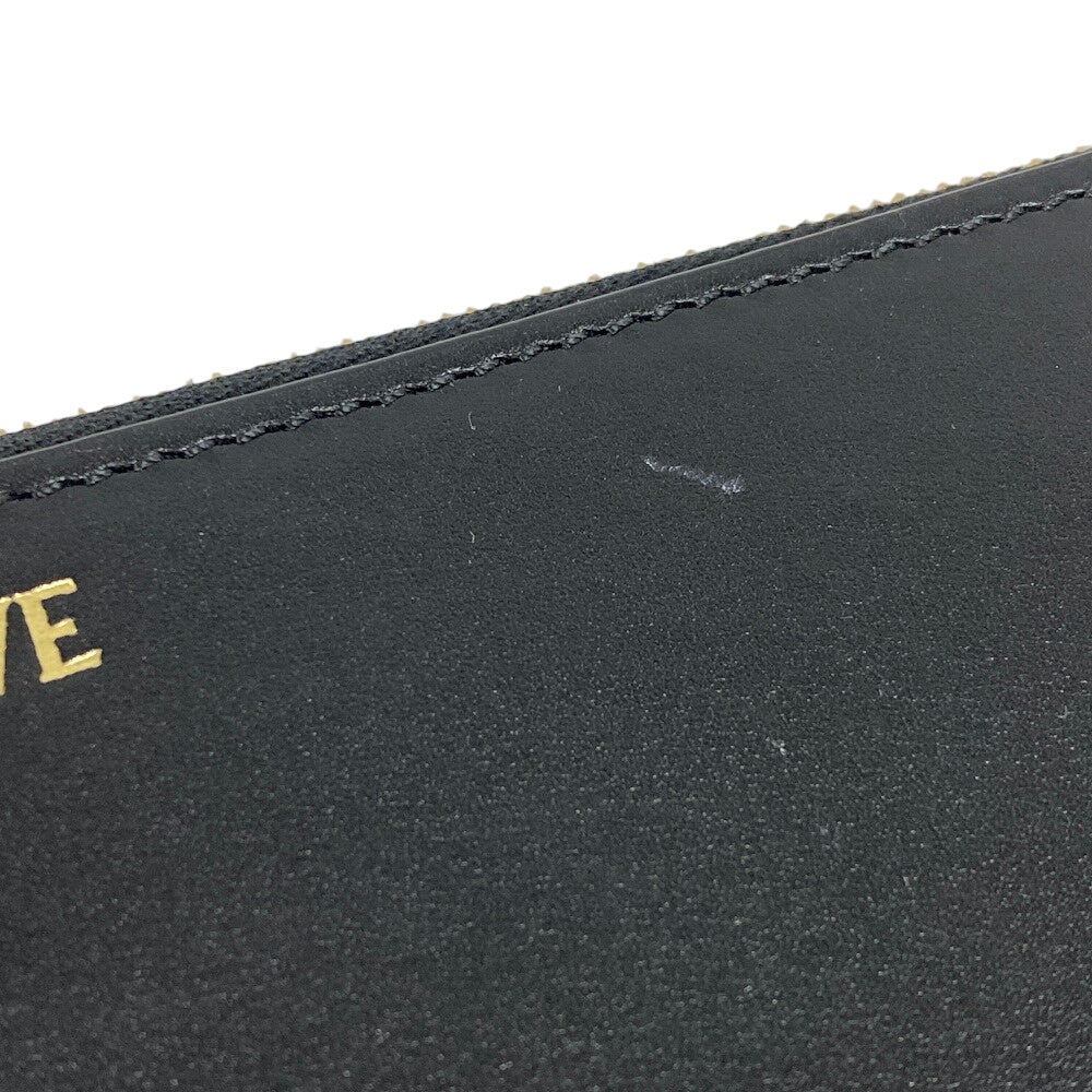 LOEWE Long Wallet Purse leather black Zip Around knot Women Used Authentic