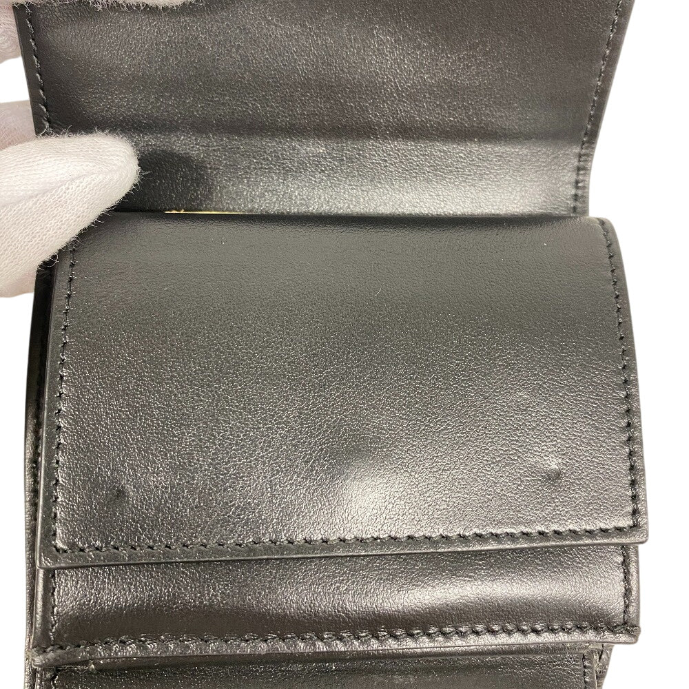 CELINE Tri-fold wallet leather black Trifold Small trifold Women Used Authentic