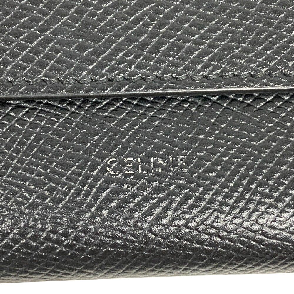 CELINE Tri-fold wallet leather black Trifold Small trifold Women Used Authentic
