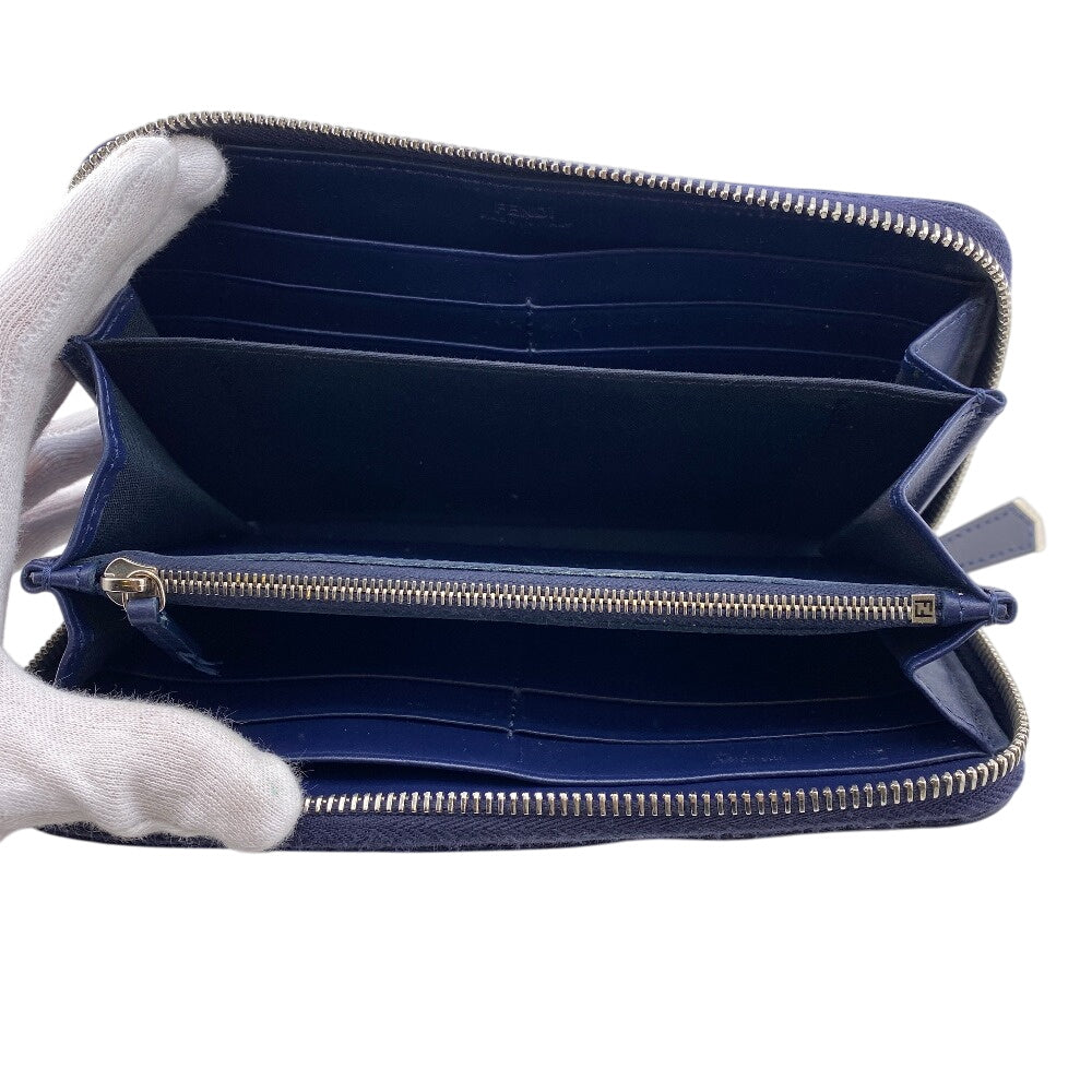 FENDI Long Wallet Purse 8M0299 leather black Zip Around Plexiglass studs Women(Unisex) Used Authentic