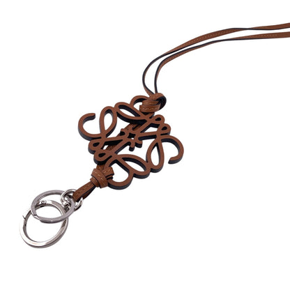 LOEWE charm Calfskin Brown anagram Women Used Authentic