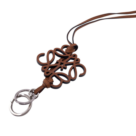 LOEWE charm Calfskin Brown anagram Women Used Authentic