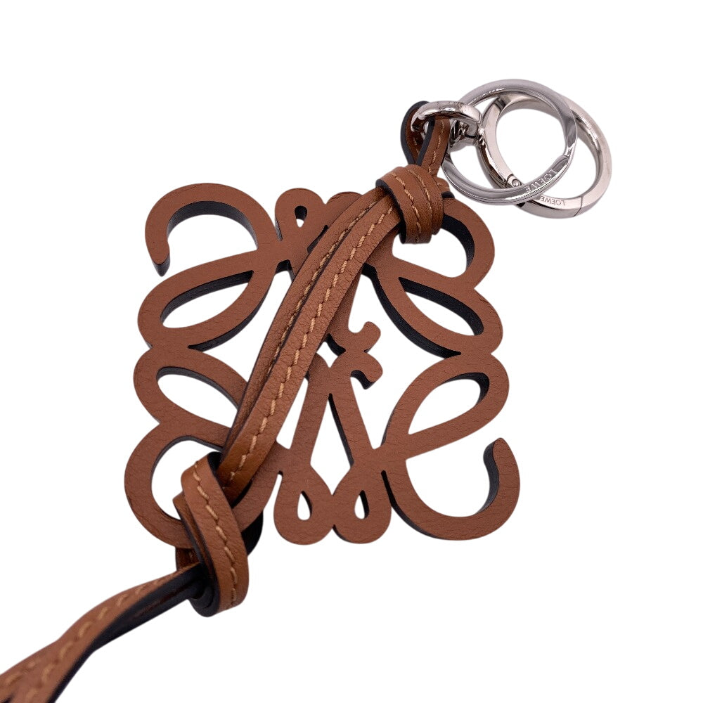 LOEWE charm Calfskin Brown anagram Women Used Authentic