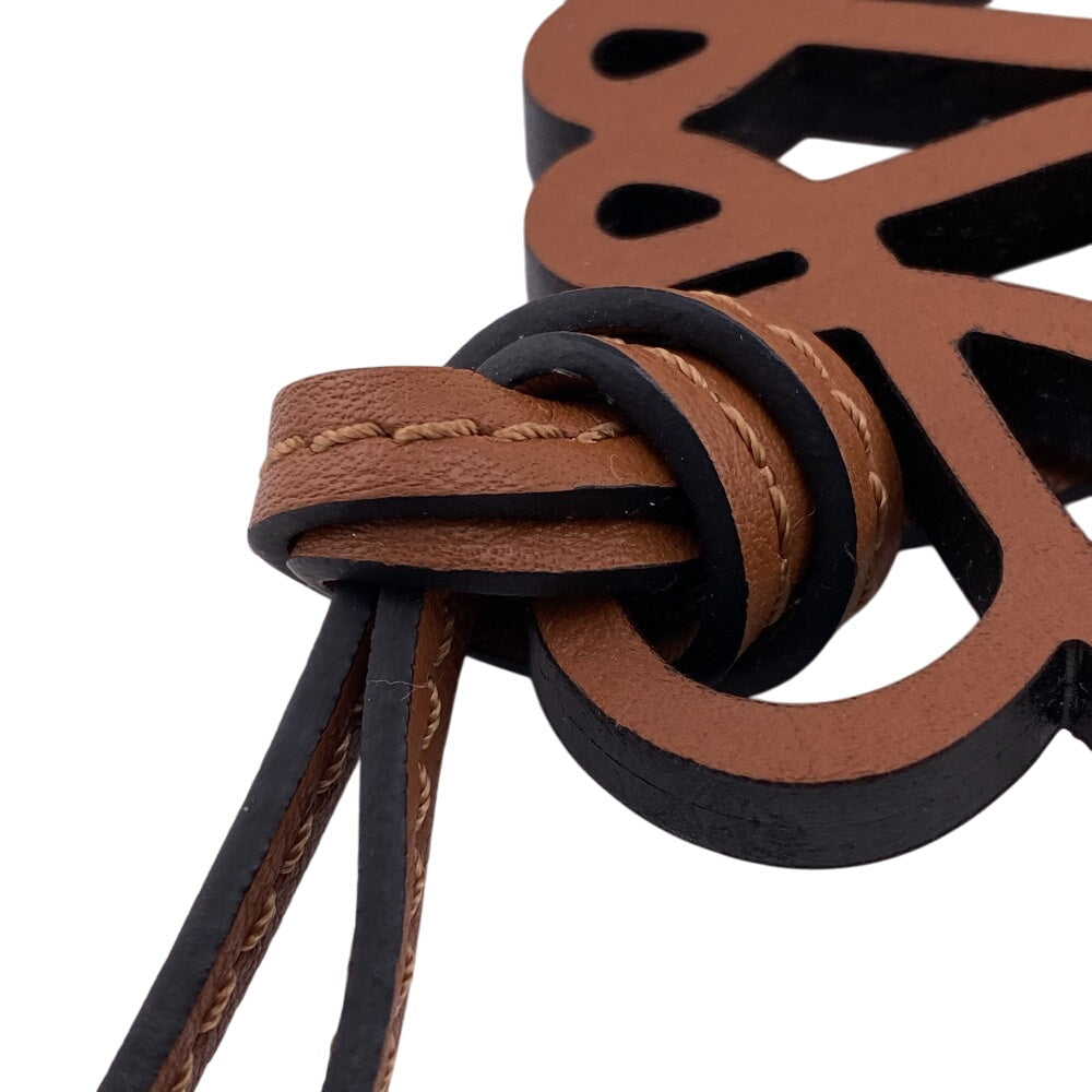 LOEWE charm Calfskin Brown anagram Women Used Authentic