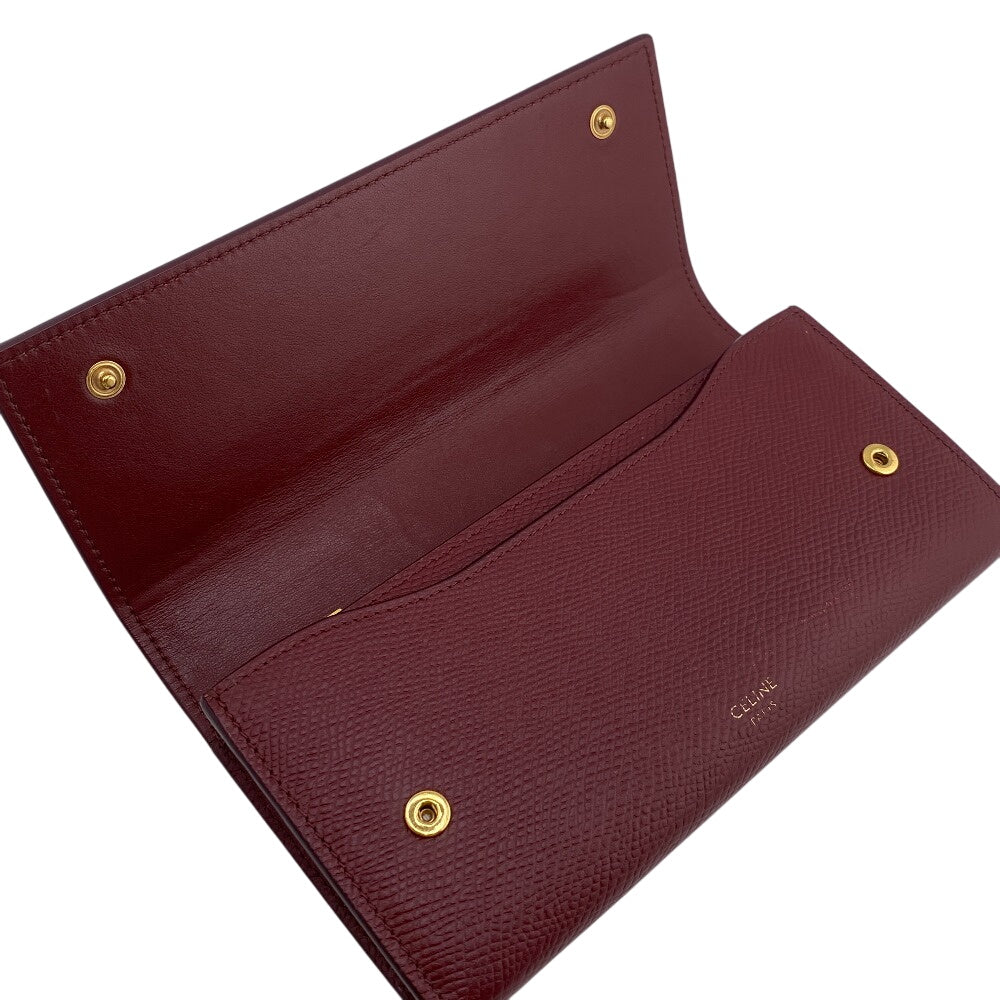 CELINE Long Wallet Purse 10B563 leather Bordeaux BEL LARGE FLAP WALLET Women Used Authentic