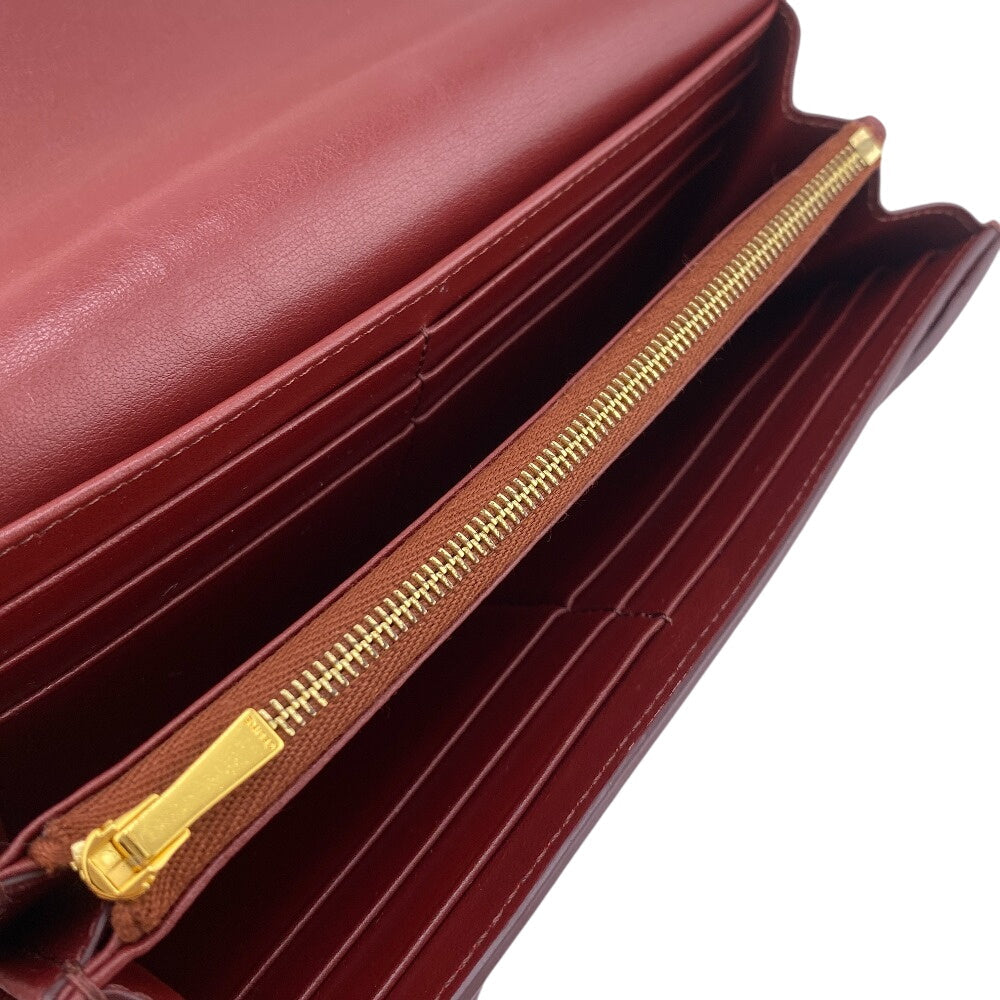 CELINE Long Wallet Purse 10B563 leather Bordeaux BEL LARGE FLAP WALLET Women Used Authentic