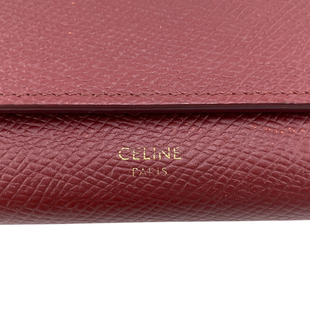 CELINE Long Wallet Purse 10B563 leather Bordeaux BEL LARGE FLAP WALLET Women Used Authentic