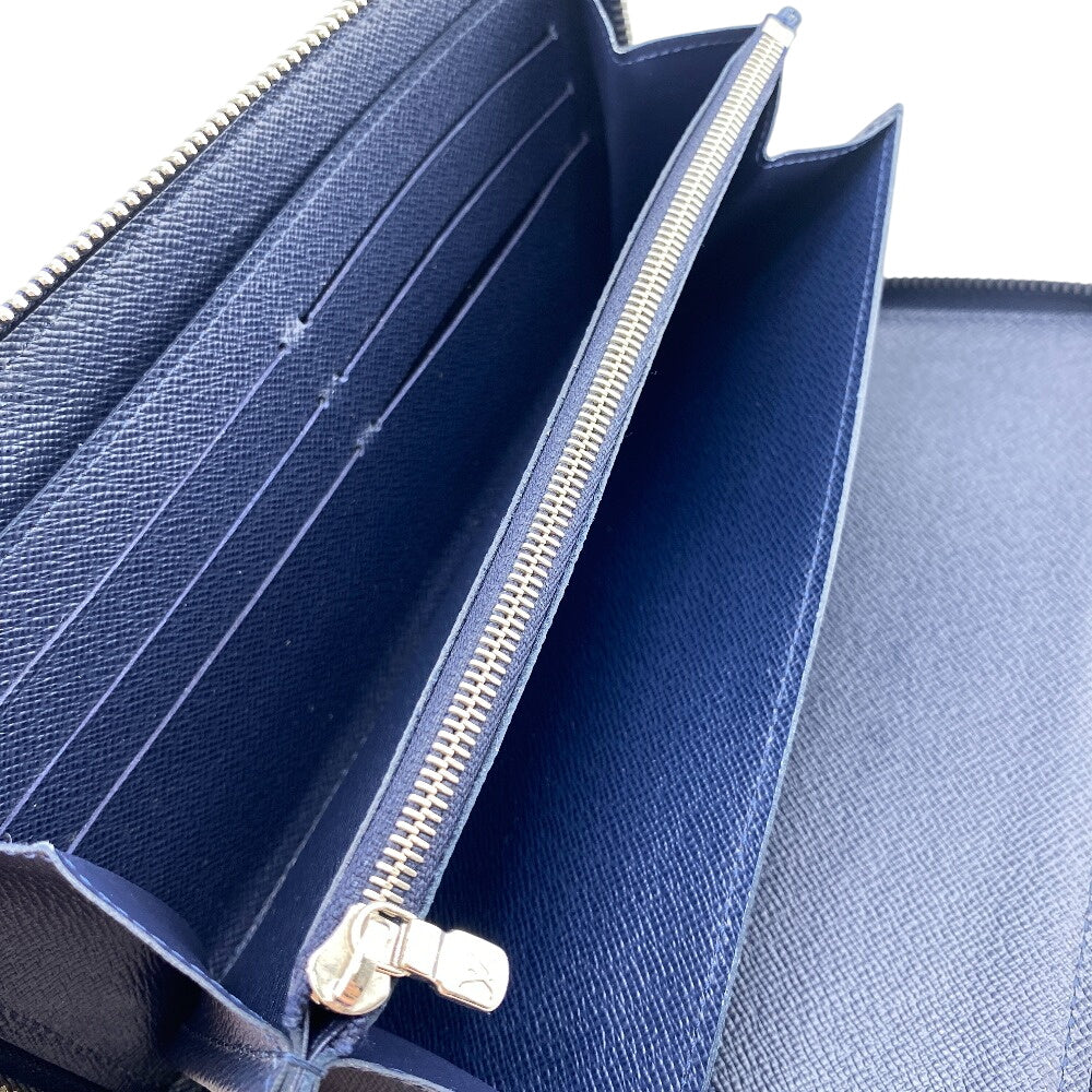 LOUIS VUITTON Long Wallet Purse M62644 leather Navy Zip Around Epi Zippy Organizer mens Used Authentic