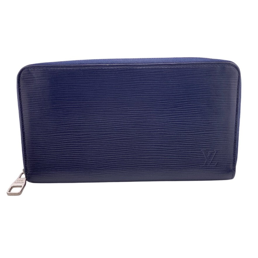 LOUIS VUITTON Long Wallet Purse M62644 leather Navy Zip Around Epi Zippy Organizer mens Used Authentic