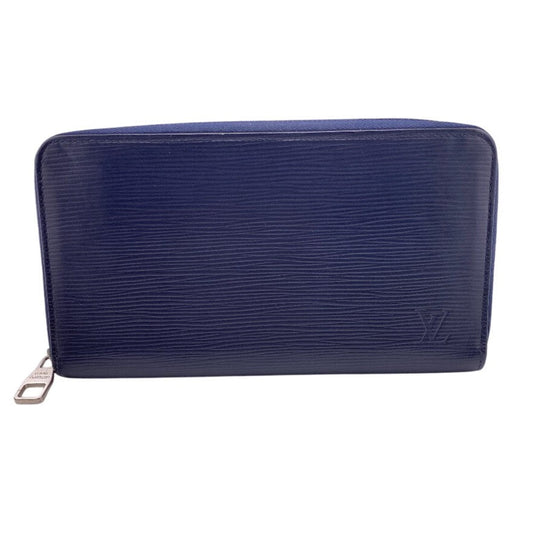 LOUIS VUITTON Long Wallet Purse M62644 leather Navy Zip Around Epi Zippy Organizer mens Used Authentic